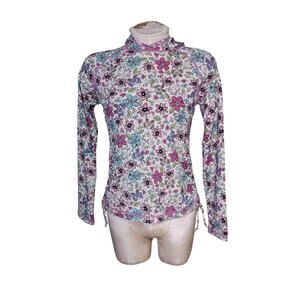REI Girl’s Floral‎ Hooded Long Sleeved Rashguard Size L